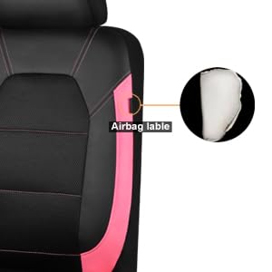 CAR PASS Universal Leather car seat Covers Sport fits Most Cars, SUVs, Trucks, and Vans (Full Set, Black Red)