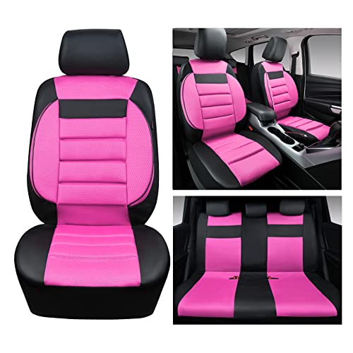 CAR PASS 3D Foam Leather Car Seat Covers Two Front Seats only, Air Cool Mesh Thick Seat Covers, All Weather Car Seat Cover Comfort &amp; Protection for Truck,SUV,Sedan,Van, Airbag Compatible (Black)