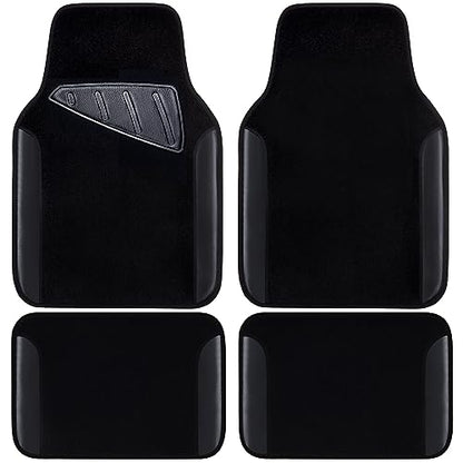 CAR PASS Waterproof Universal Fit Car Floor Mats, Faux Leather Car Carpet Mats, Black Car Mats with Anti-Slip Nibbs Backing &amp; Driver Heel Pad Fit for SUV,Vans,sedans, Trucks,Set of 4pcs(All Black)