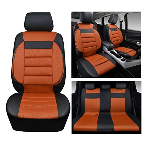 CAR PASS 3D Foam Leather Car Seat Covers Two Front Seats only, Air Cool Mesh Thick Seat Covers, All Weather Car Seat Cover Comfort &amp; Protection for Truck,SUV,Sedan,Van, Airbag Compatible (Black)