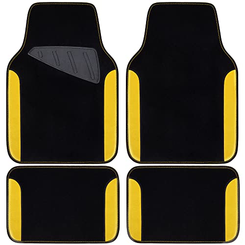 CAR PASS Waterproof Universal Fit Car Floor Mats, Faux Leather Car Carpet Mats, Black Car Mats with Anti-Slip Nibbs Backing &amp; Driver Heel Pad Fit for SUV,Vans,sedans, Trucks,Set of 4pcs(All Black)