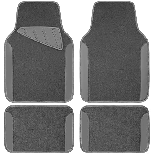 CAR PASS Waterproof Universal Fit Car Floor Mats, Faux Leather Car Carpet Mats, Black Car Mats with Anti-Slip Nibbs Backing &amp; Driver Heel Pad Fit for SUV,Vans,sedans, Trucks,Set of 4pcs(All Black)