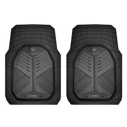 CAR PASS Heavy Duty Rubber Car Mats, Deep-Dish Odorless Car Floor Mats All Weather, Universal Trim-to-Fit for SUVs Trucks Sedans, Waterproof Anti-Slip, 3 Pieces V12 Black