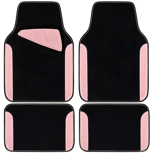 CAR-PASS Waterproof Universal Fit Car Floor Mats, Car Mats Fit for SUV,Vans,sedans, Trucks,Set of 4pcs Car Carpet with Driver Heel Pad (Beige)