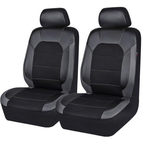 CAR PASS Universal Leather car seat Covers Sport fits Most Cars, SUVs, Trucks, and Vans (Full Set, Black Red)