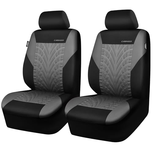 CAR PASS Car Seat Covers Full Sets, Front &amp; Split Rear Bench for Car, 3D Tyre Embossed Automotive Interior Covers, Airbag Compatible, Quick Setup Universal Fit Seat Covers for Car, SUV(All Black)