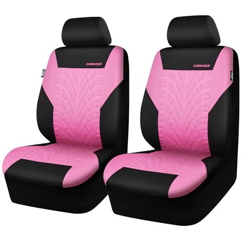 CAR PASS Car Seat Covers Full Sets, Front &amp; Split Rear Bench for Car, 3D Tyre Embossed Automotive Interior Covers, Airbag Compatible, Quick Setup Universal Fit Seat Covers for Car, SUV(All Black)