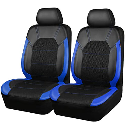 CAR PASS Universal Leather car seat Covers Sport fits Most Cars, SUVs, Trucks, and Vans (Full Set, Black Red)