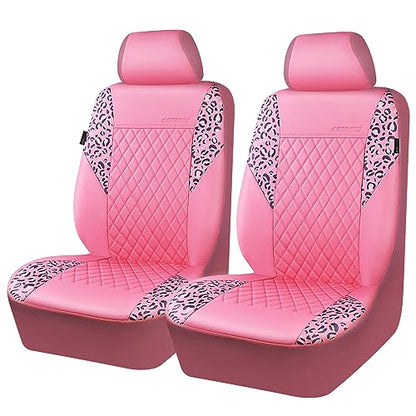 CAR PASS Quilting Leather Seat Cover Two Front Seats Only, Universal Fit Automotive Front Seat Covers Waterproof Deluxe PU Premium Vinyl Luxury for Cars Sedan Van SUV Airbag Compatible 2 Pieces,Black