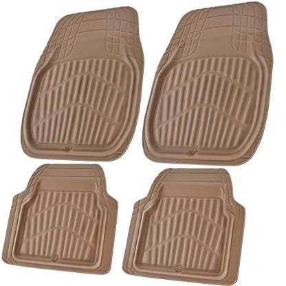 CAR PASS 4 Piece Leather Car Floor Mats -3D Cute Girly Waterproof All Weather Car Mat Full Set, Universal Trim to Fit &amp; Anti-Slip Burr Bottom &amp; Light Easy Clean for SUV Truck Auto Sedan Van(Pink)