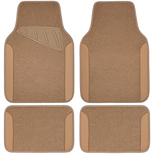 CAR PASS Waterproof Universal Fit Car Floor Mats, Faux Leather Car Carpet Mats, Black Car Mats with Anti-Slip Nibbs Backing &amp; Driver Heel Pad Fit for SUV,Vans,sedans, Trucks,Set of 4pcs(All Black)