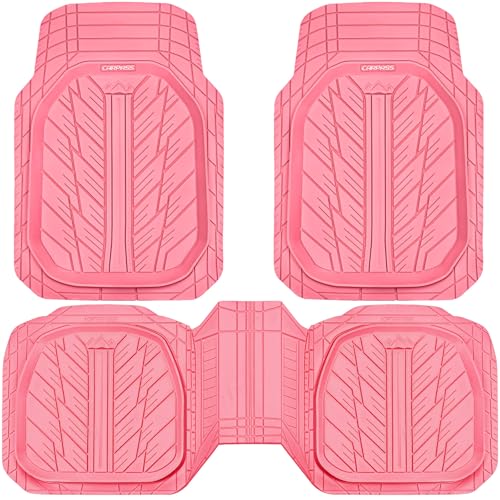 CAR PASS DeepDish Floor Mats for Cars, Heavy Duty Rubber Car Mats 3-Piece, Universal M~XL Size Trim-to Fit Automotive Floor Mats for Truck Van SUV Durable Waterproof All Weather Car Mats (Solid Black)