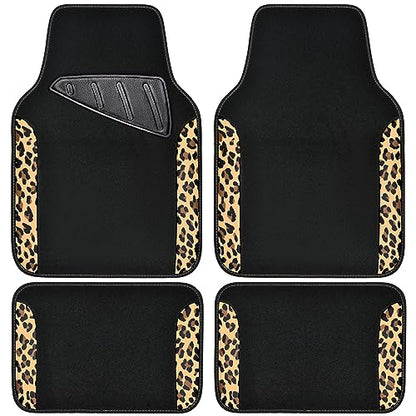 CAR-PASS Waterproof Universal Fit Car Floor Mats, Car Mats Fit for SUV,Vans,sedans, Trucks,Set of 4pcs Car Carpet with Driver Heel Pad (Beige)