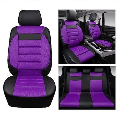 CAR PASS 3D Foam Leather Car Seat Covers Two Front Seats only, Air Cool Mesh Thick Seat Covers, All Weather Car Seat Cover Comfort &amp; Protection for Truck,SUV,Sedan,Van, Airbag Compatible (Black)