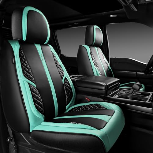 CAR PASS Nappa PU Leather Car Seat Covers Full Set Waterproof Protector Durable Cushioned,Universal Fit for Sedan SUV Pick-up Truck,Automotive, Anti-Slip and Backseat Luxury Premium Deluxe(Black)