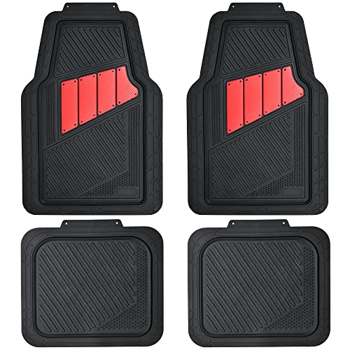 CAR PASS Heavy Duty Rubber Floor Mats Pink 4-Piece Car Mat Set - Universal Waterproof for SUV Truck, Durable All-Weather Mats，Car Women,Girly(All Pink)