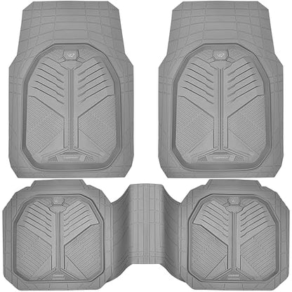 CAR PASS Heavy Duty Rubber Car Mats, Deep-Dish Odorless Car Floor Mats All Weather, Universal Trim-to-Fit for SUVs Trucks Sedans, Waterproof Anti-Slip, 3 Pieces V12 Black