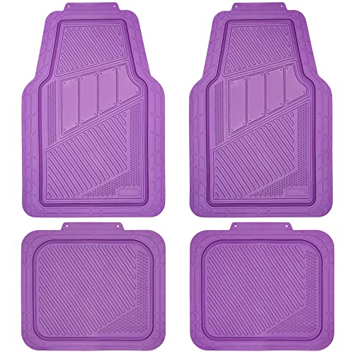 CAR PASS Heavy Duty Rubber Floor Mats Pink 4-Piece Car Mat Set - Universal Waterproof for SUV Truck, Durable All-Weather Mats，Car Women,Girly(All Pink)