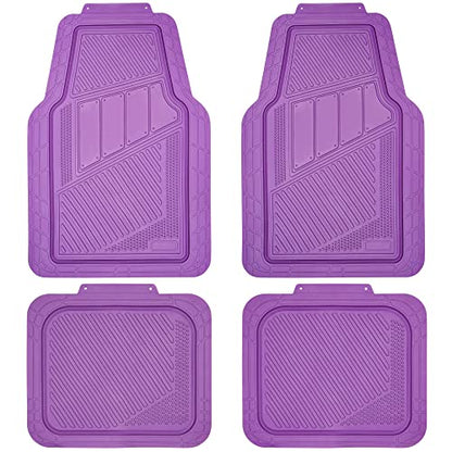 CAR PASS Heavy Duty Rubber Floor Mats Pink 4-Piece Car Mat Set - Universal Waterproof for SUV Truck, Durable All-Weather Mats，Car Women,Girly(All Pink)