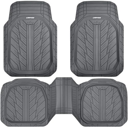 CAR PASS DeepDish Floor Mats for Cars, Heavy Duty Rubber Car Mats 3-Piece, Universal M~XL Size Trim-to Fit Automotive Floor Mats for Truck Van SUV Durable Waterproof All Weather Car Mats (Solid Black)