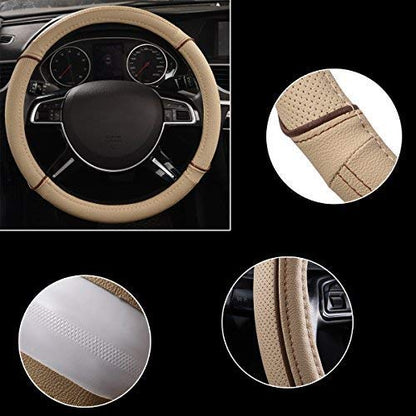 Car Pass Colour Piping Leather Universal Fit Steering Wheel Cover,Perfectly fit for 14.5-15 inches for Various Vehicles SUVs,Vans,Sedans,Cars (Black &amp; Mint)