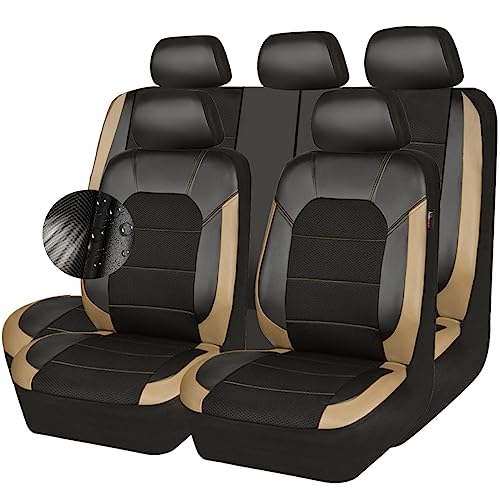 CAR PASS Universal Leather car seat Covers Sport fits Most Cars, SUVs, Trucks, and Vans (Full Set, Black Red)