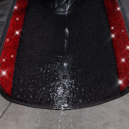 CAR PASS Bling Diamond Car Floor Mats, Shining Rhinestone Carpet Sparkly Glitter Crystal with Anti-Slip PVC Heel Pad Waterproof Universal Fit Automotive SUV,Sedan,Van,Cute Girl Women,4pcs Black Sliver