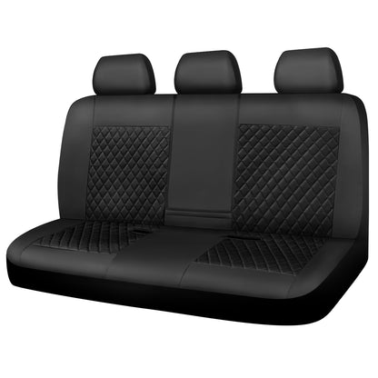 CAR PASS Quilting Leather Seat Cover Two Front Seats Only, Universal Fit Automotive Front Seat Covers Waterproof Deluxe PU Premium Vinyl Luxury for Cars Sedan Van SUV Airbag Compatible 2 Pieces,Black