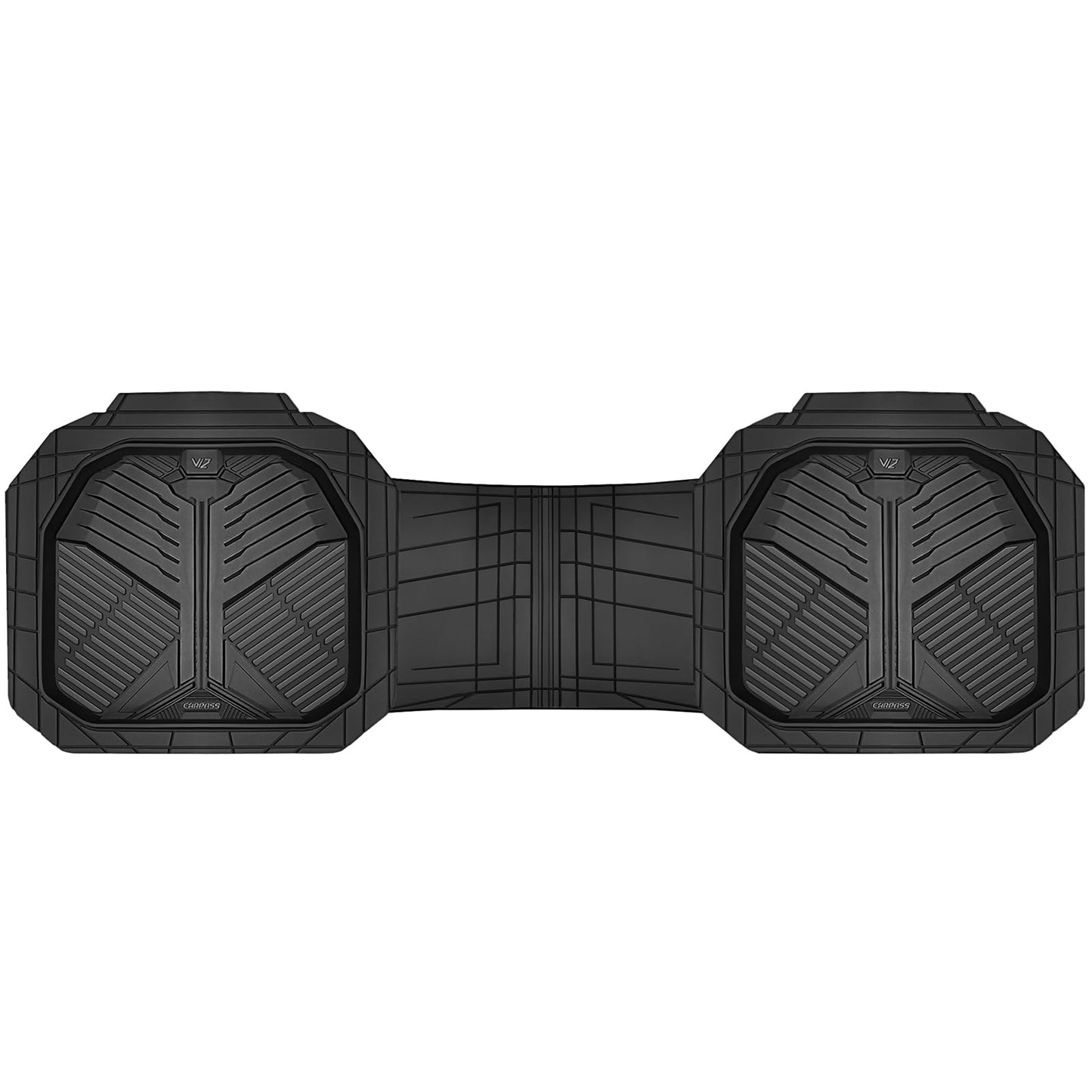 CAR PASS Heavy Duty Rubber Car Mats, Deep-Dish Odorless Car Floor Mats All Weather, Universal Trim-to-Fit for SUVs Trucks Sedans, Waterproof Anti-Slip, 3 Pieces V12 Black