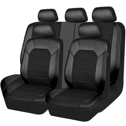 CAR PASS Universal Leather car seat Covers Sport fits Most Cars, SUVs, Trucks, and Vans (Full Set, Black Red)