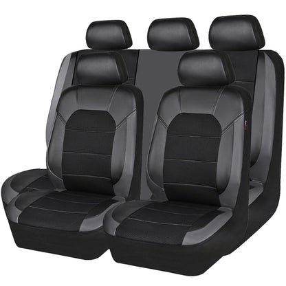 CAR PASS Universal Leather car seat Covers Sport fits Most Cars, SUVs, Trucks, and Vans (Full Set, Black Red)