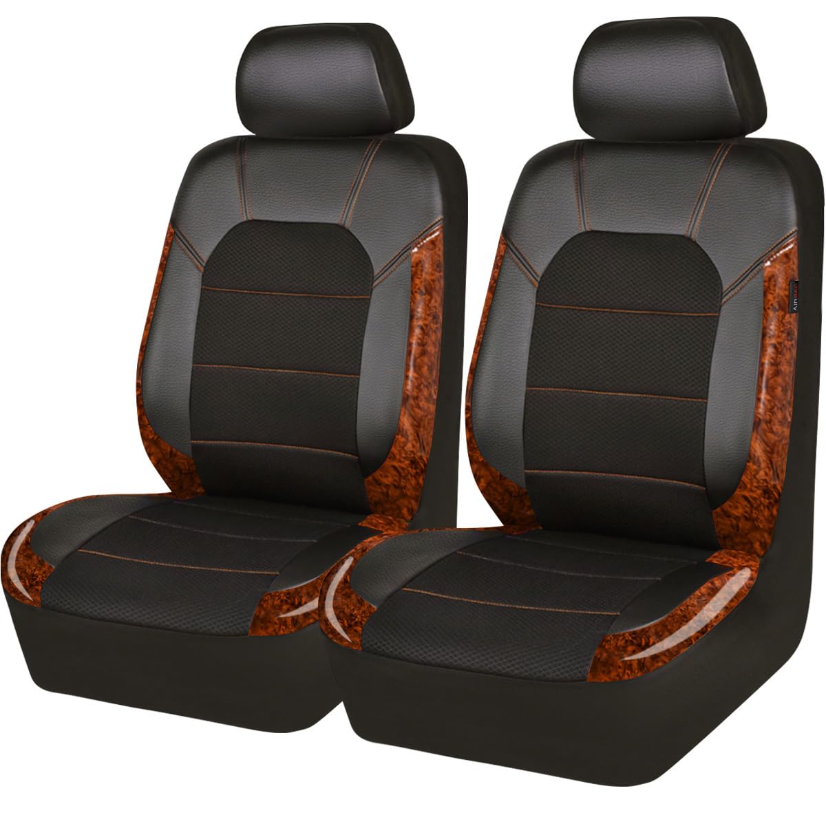 CAR PASS Universal Leather car seat Covers Sport fits Most Cars, SUVs, Trucks, and Vans (Full Set, Black Red)