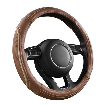 Car Pass Colour Piping Leather Universal Fit Steering Wheel Cover,Perfectly fit for 14.5-15 inches for Various Vehicles SUVs,Vans,Sedans,Cars (Black &amp; Mint)