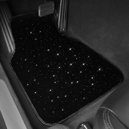 CAR PASS Bling Diamond Car Floor Mats, Shining Rhinestone Carpet Sparkly Glitter Crystal with Anti-Slip PVC Heel Pad Waterproof Universal Fit Automotive SUV,Sedan,Van,Cute Girl Women,4pcs Black Sliver