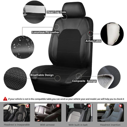 CAR PASS Universal Leather car seat Covers Sport fits Most Cars, SUVs, Trucks, and Vans (Full Set, Black Red)