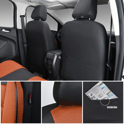 CAR PASS 3D Foam Leather Car Seat Covers Two Front Seats only, Air Cool Mesh Thick Seat Covers, All Weather Car Seat Cover Comfort &amp; Protection for Truck,SUV,Sedan,Van, Airbag Compatible (Black)