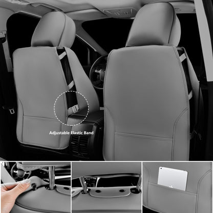 CAR Pass Nappa Leather Car Seat Covers, Durable Waterproof Luxury Universal for SUV Pick-up Truck Sedan, Anti-Slip Driver 5 Seats Covers Full Set with Backrest (Black Chameleon Iridescent Reflective)