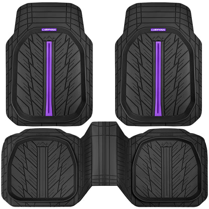 CAR PASS DeepDish Floor Mats for Cars, Heavy Duty Rubber Car Mats 3-Piece, Universal M~XL Size Trim-to Fit Automotive Floor Mats for Truck Van SUV Durable Waterproof All Weather Car Mats (Solid Black)