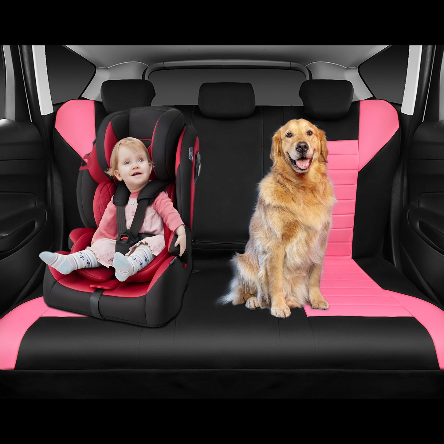 CAR PASS Neoprene Waterproof Seat Covers, Universal Fit Black Full Sets, Protective Interior Covers for Auto SUV, Vans, Sedans, Trucks