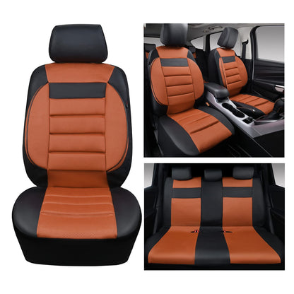 CAR PASS 3D Foam Leather Car Seat Covers Two Front Seats only, Air Cool Mesh Thick Seat Covers, All Weather Car Seat Cover Comfort &amp; Protection for Truck,SUV,Sedan,Van, Airbag Compatible (Black)