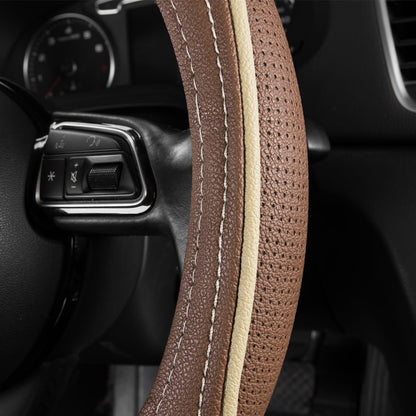 Car Pass Colour Piping Leather Universal Fit Steering Wheel Cover,Perfectly fit for 14.5-15 inches for Various Vehicles SUVs,Vans,Sedans,Cars (Black &amp; Mint)