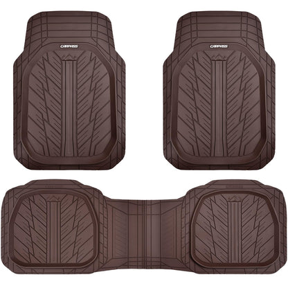 CAR PASS DeepDish Floor Mats for Cars, Heavy Duty Rubber Car Mats 3-Piece, Universal M~XL Size Trim-to Fit Automotive Floor Mats for Truck Van SUV Durable Waterproof All Weather Car Mats (Solid Black)