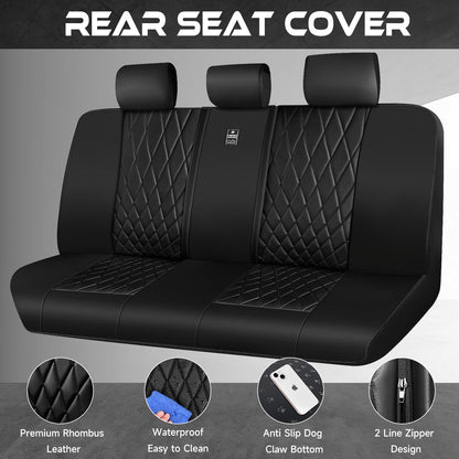 CAR PASS Piping Luxury Faux PU Leather Two Front Car Seat Covers, Waterproof Anti Slip Seat Covers Compatible with Front Seat Armrests,Universal Fit for Suvs,Vans,Trucks, Airbag Compatible(All Black)