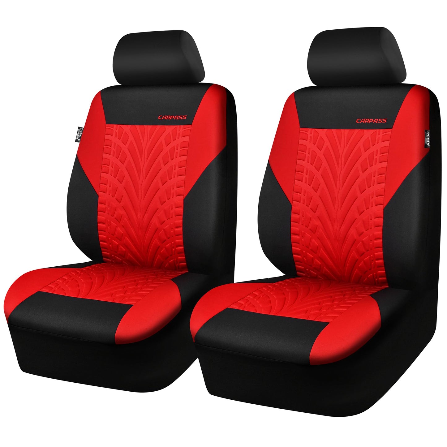 CAR PASS Car Seat Covers Full Sets, Front &amp; Split Rear Bench for Car, 3D Tyre Embossed Automotive Interior Covers, Airbag Compatible, Quick Setup Universal Fit Seat Covers for Car, SUV(All Black)