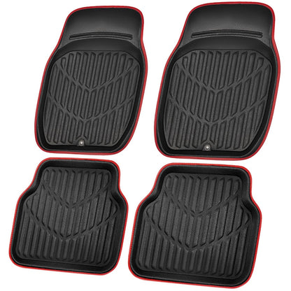 CAR PASS 4 Piece Leather Car Floor Mats -3D Cute Girly Waterproof All Weather Car Mat Full Set, Universal Trim to Fit &amp; Anti-Slip Burr Bottom &amp; Light Easy Clean for SUV Truck Auto Sedan Van(Pink)