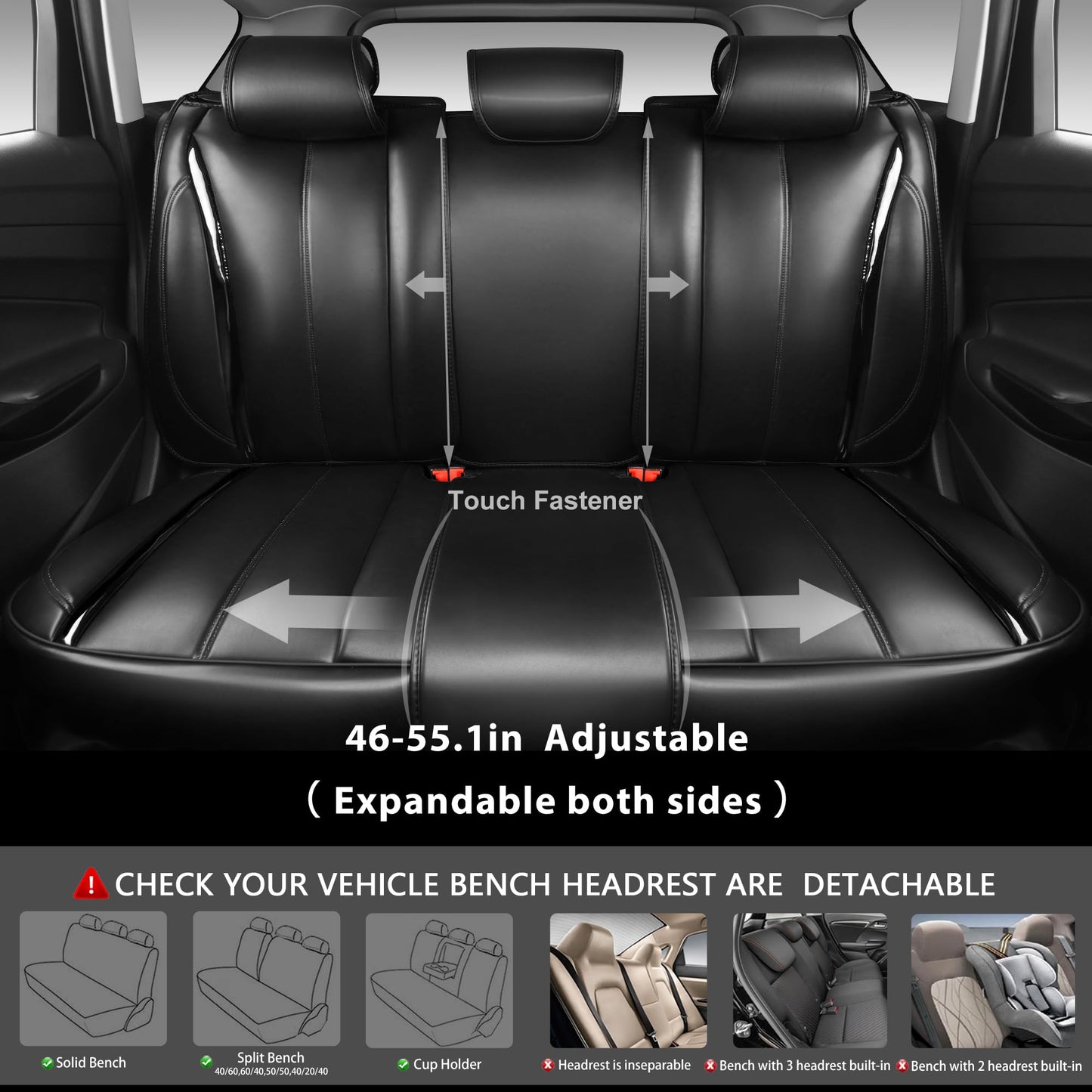 CAR Pass Nappa Leather Car Seat Covers, Durable Waterproof Luxury Universal for SUV Pick-up Truck Sedan, Anti-Slip Driver 5 Seats Covers Full Set with Backrest (Black Chameleon Iridescent Reflective)