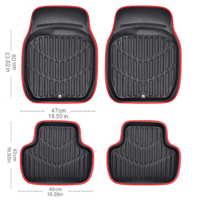 CAR PASS 4 Piece Leather Car Floor Mats -3D Cute Girly Waterproof All Weather Car Mat Full Set, Universal Trim to Fit &amp; Anti-Slip Burr Bottom &amp; Light Easy Clean for SUV Truck Auto Sedan Van(Pink)