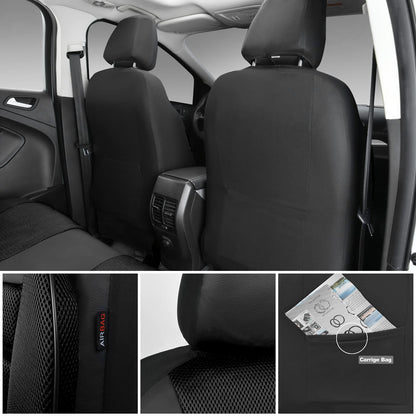 CAR PASS 3D Foam Leather Car Seat Covers Two Front Seats only, Air Cool Mesh Thick Seat Covers, All Weather Car Seat Cover Comfort &amp; Protection for Truck,SUV,Sedan,Van, Airbag Compatible (Black)