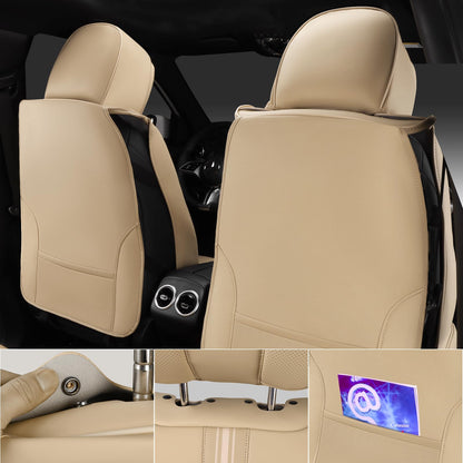 CAR PASS Nappa Leather Seat Covers, Breathable Waterproof Car Seat Covers Full Set, Luxury 3D Sponge Support Full Coverage Seat Protector, Universal Fit SUV Pick-up Truck Sedan Automotive(All Black)