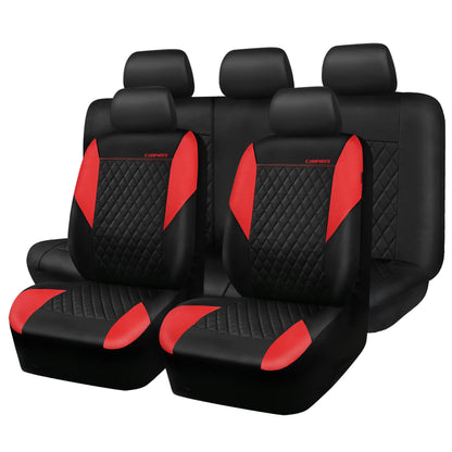 CAR PASS Quilting Leather Seat Cover Two Front Seats Only, Universal Fit Automotive Front Seat Covers Waterproof Deluxe PU Premium Vinyl Luxury for Cars Sedan Van SUV Airbag Compatible 2 Pieces,Black